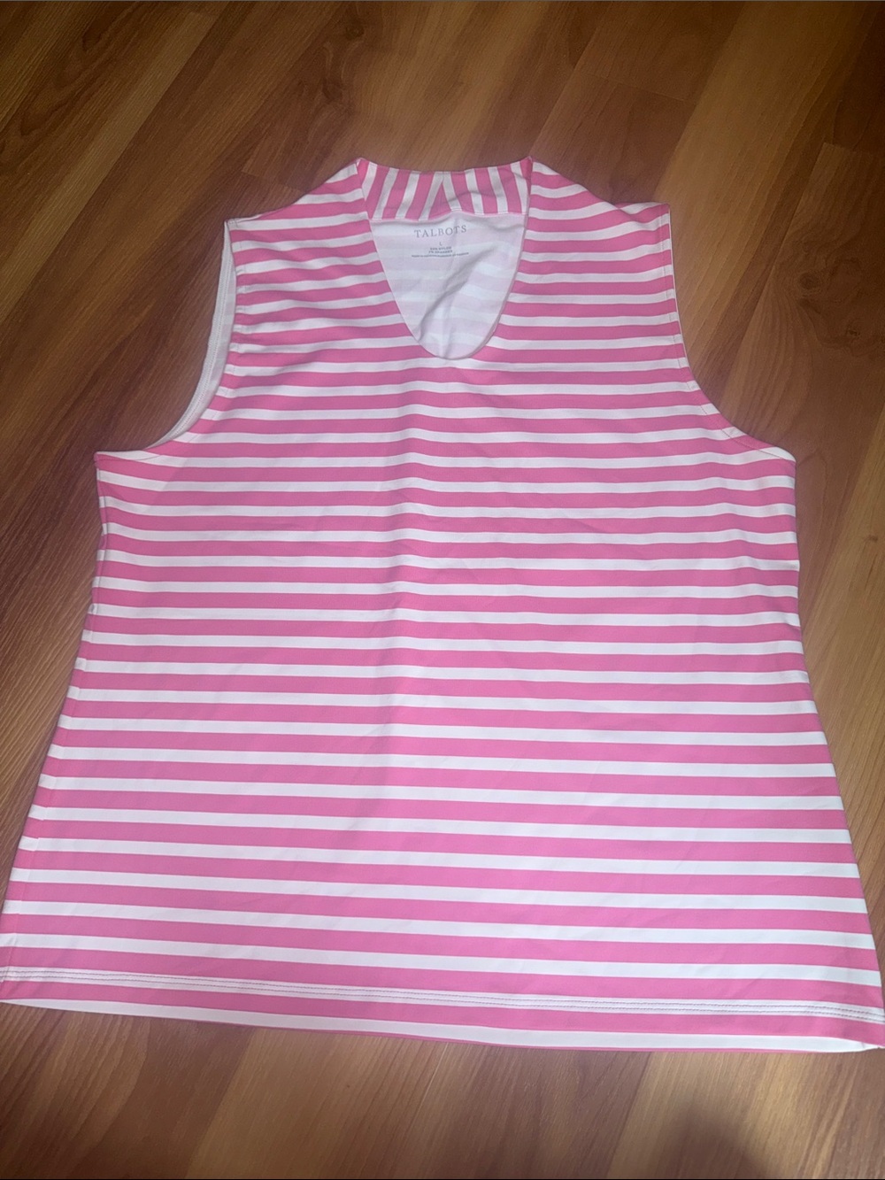 Talbots Pink and White Striped V-Neck Tank